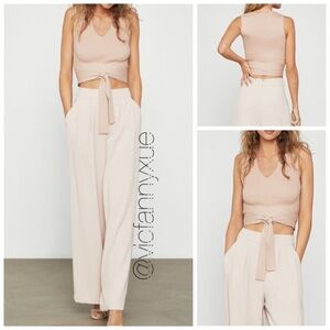 Bcbgmaxazria nude pink cotton rib wrap tank top xxs